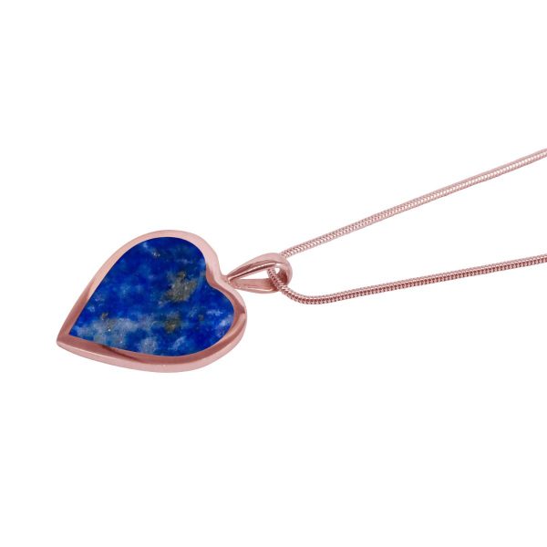 Rose Gold Lapis Heart Shaped Pendant