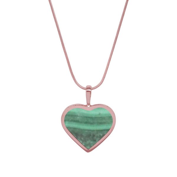 Rose Gold Malachite Heart Shaped Pendant