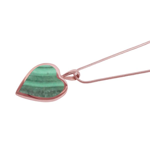 Rose Gold Malachite Heart Shaped Pendant