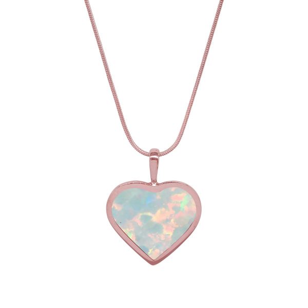 Rose Gold Opalite Sun Ice Heart Shaped Pendant