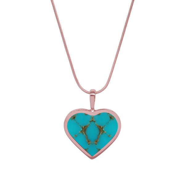 Rose Gold Turquoise Heart Shaped Pendant