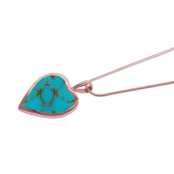 Rose Gold Turquoise Heart Shaped Pendant