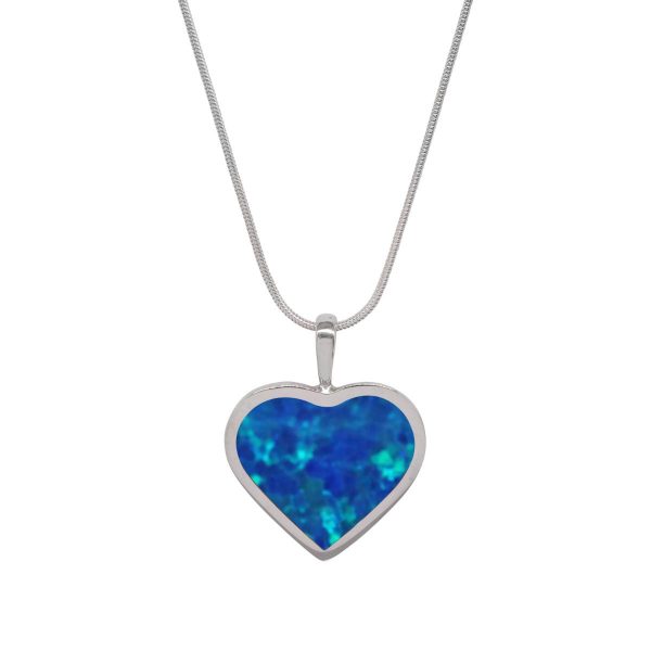 Silver Opalite Cobalt Blue Heart Shaped Pendant