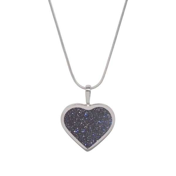 Silver Blue Goldstone Heart Shaped Pendant