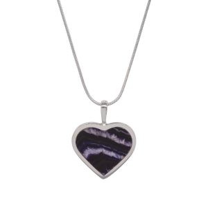 Silver Blue John Heart Shaped Pendant