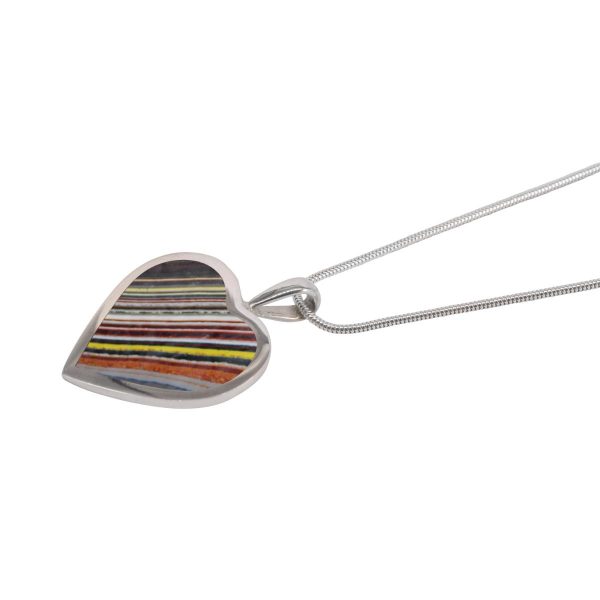 Silver Fordite Heart Shaped Pendant