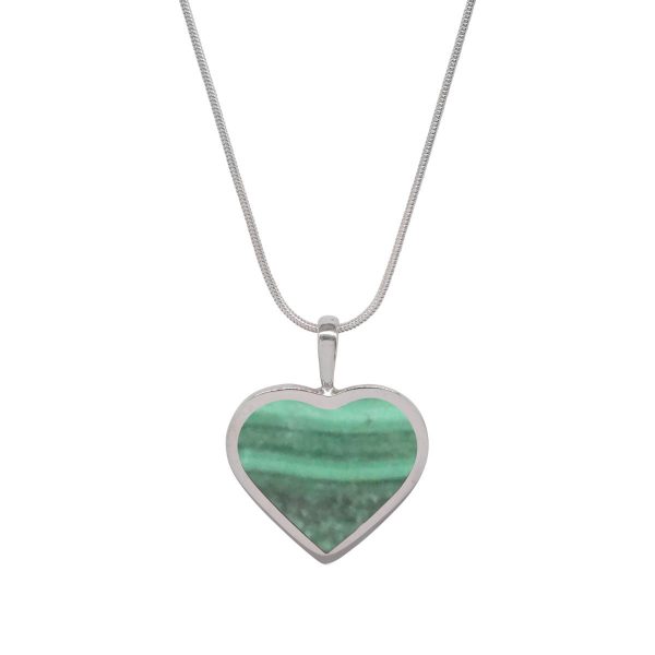 Silver Malachite Heart Shaped Pendant