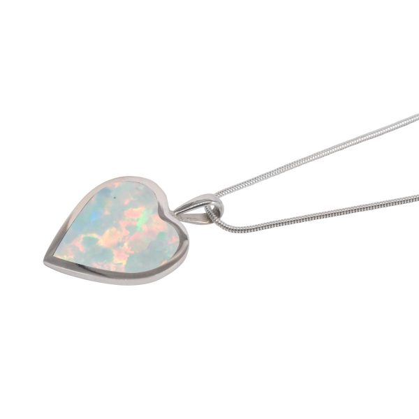 Silver Opalite Sun Ice Heart Shaped Pendant