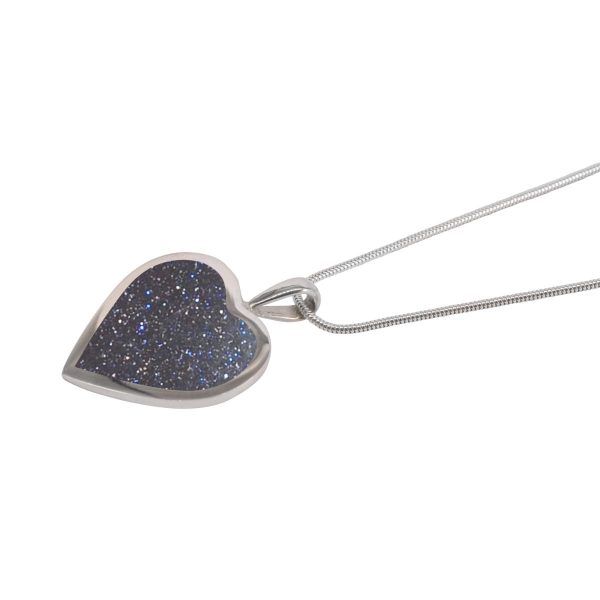 White Gold Blue Goldstone Heart Shaped Pendant