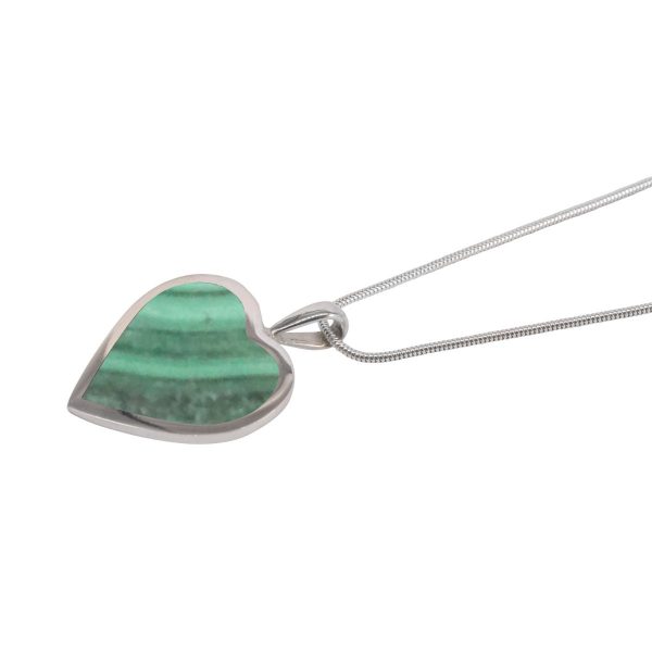 White Gold Malachite Heart Shaped Pendant