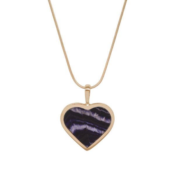 Yellow Gold Blue John Heart Shaped Pendant