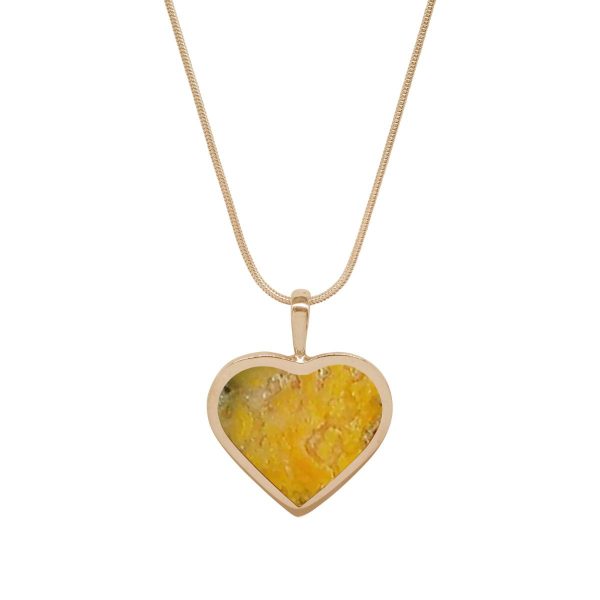 Yellow Gold Bumblebee Jasper Heart Shaped Pendant