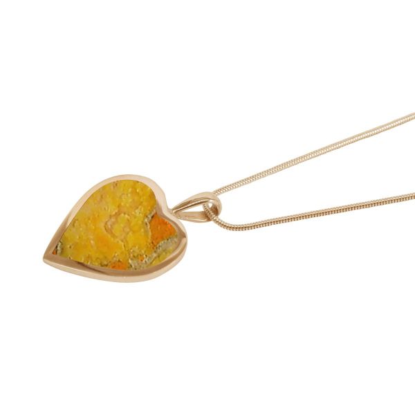 Yellow Gold Bumblebee Jasper Heart Shaped Pendant