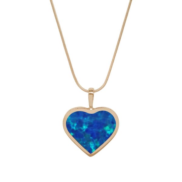 Yellow Gold Opalite Cobalt Blue Heart Shaped Pendant