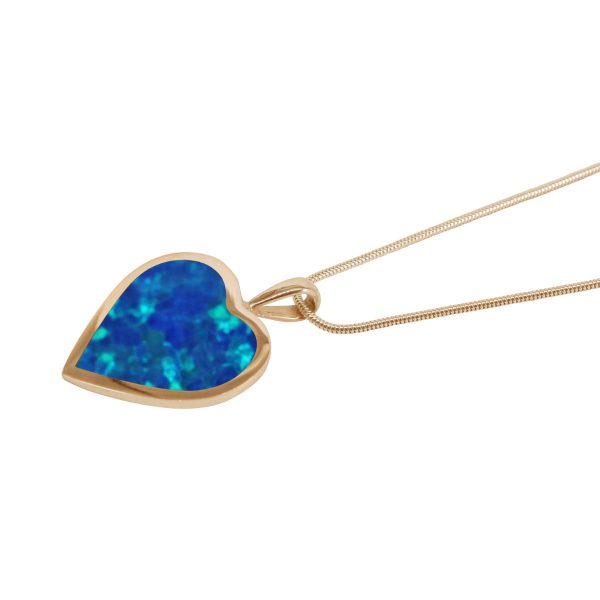 Yellow Gold Opalite Cobalt Blue Heart Shaped Pendant