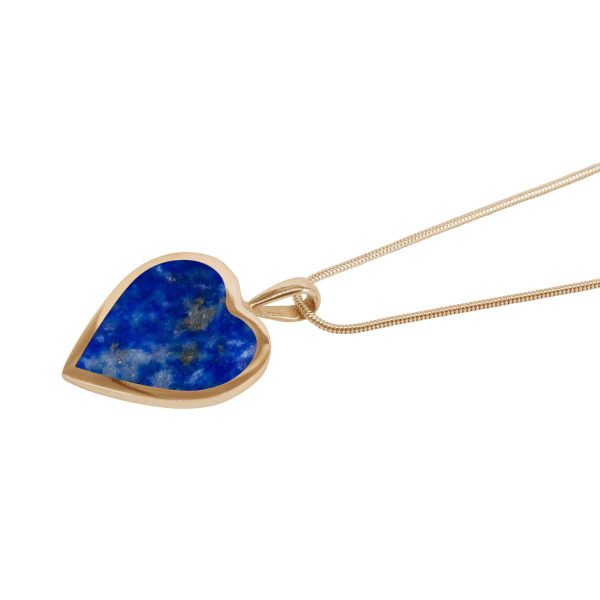 Yellow Gold Lapis Heart Shaped Pendant