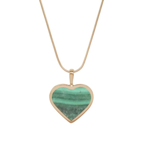 Yellow Gold Malachite Heart Shaped Pendant