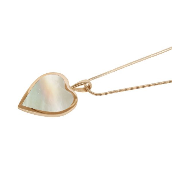 Yellow Gold Mother of Pearl Heart Shaped Pendant