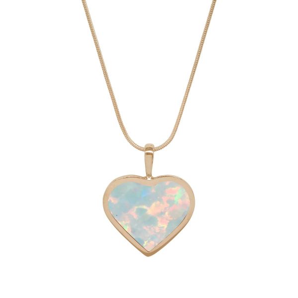 Yellow Gold Opalite Sun Ice Heart Shaped Pendant