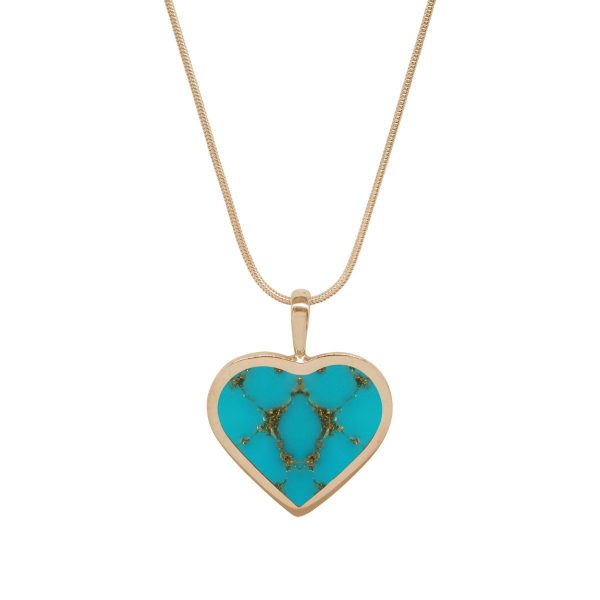 Yellow Gold Turquoise Heart Shaped Pendant