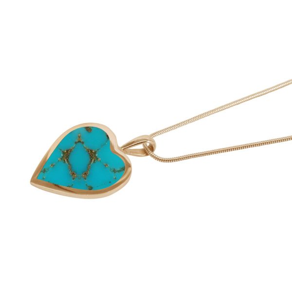 Yellow Gold Turquoise Heart Shaped Pendant