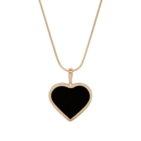 Yellow Gold Whitby Jet Heart Shaped Pendant