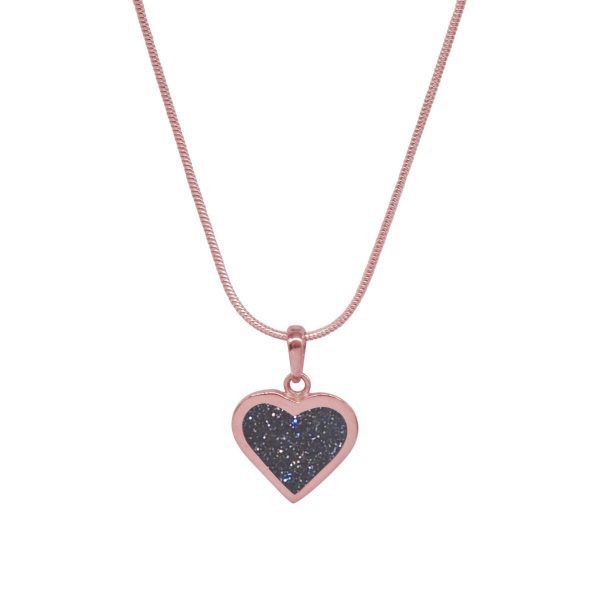 Rose Gold Blue Goldstone Heart Shaped Pendant