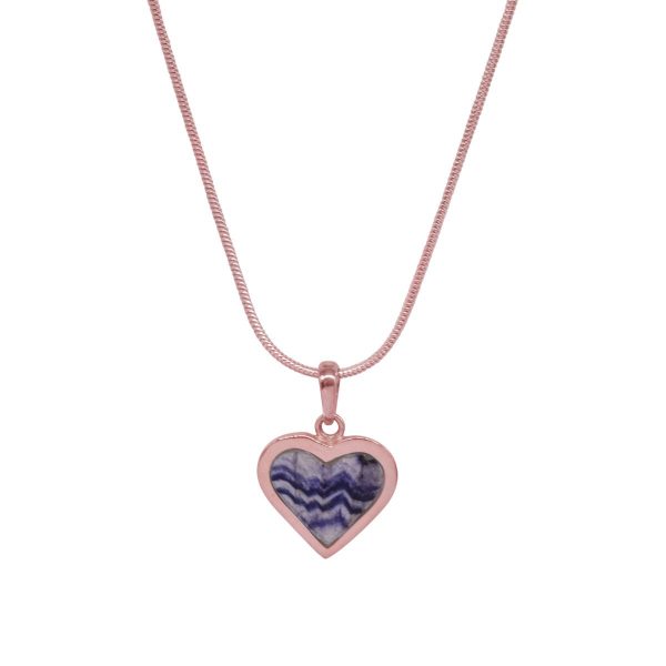 Rose Gold Blue John Heart Shaped Pendant