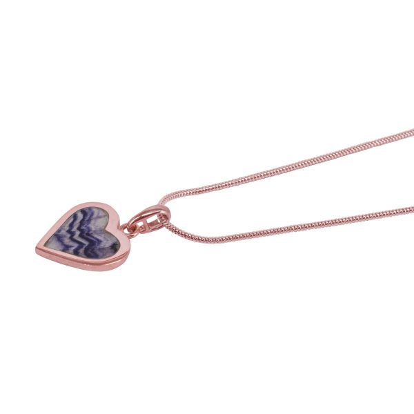 Rose Gold Blue John Heart Shaped Pendant