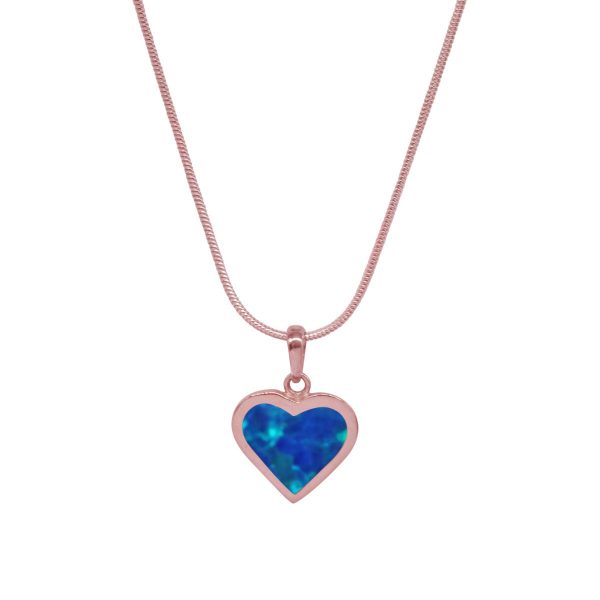 Rose Gold Opalite Cobalt Blue Heart Shaped Pendant