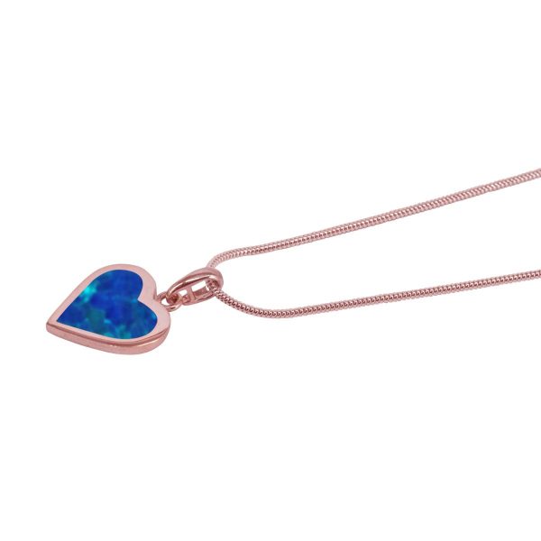 Rose Gold Opalite Cobalt Blue Heart Shaped Pendant