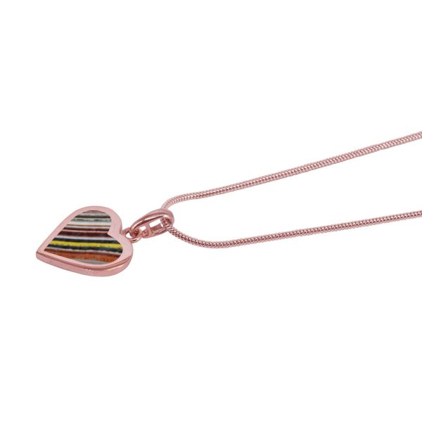 Rose Gold Fordite Heart Shaped Pendant