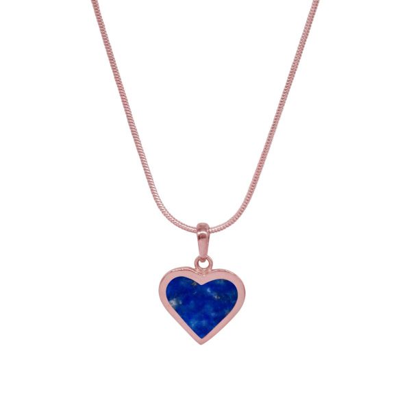 Rose Gold Lapis Heart Shaped Pendant