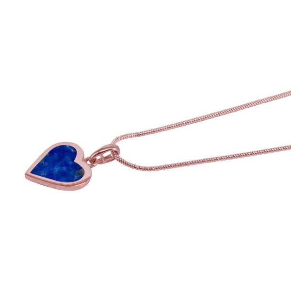 Rose Gold Lapis Heart Shaped Pendant