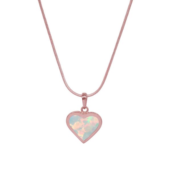 Rose Gold Opalite Sun Ice Heart Shaped Pendant