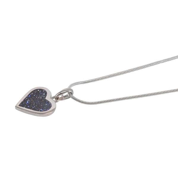 Silver Blue Goldstone Heart Shaped Pendant