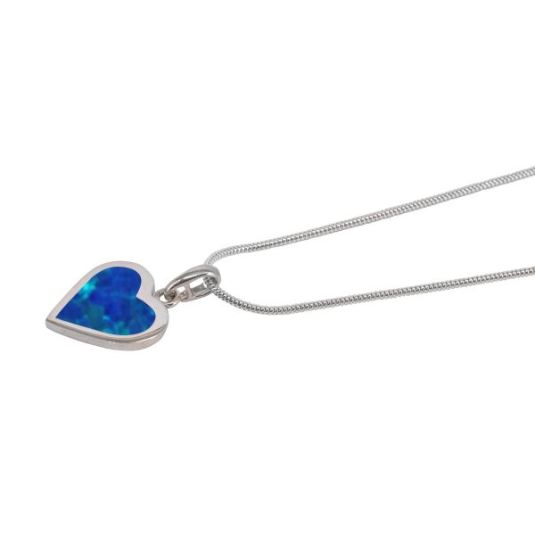 Silver Cobalt Blue Opalite Heart Shaped Pendant