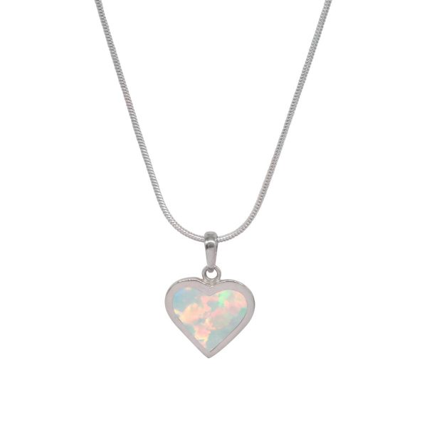 Silver Opalite Sun Ice Heart Shaped Pendant