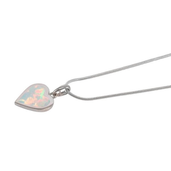 Silver Opalite Sun Ice Heart Shaped Pendant