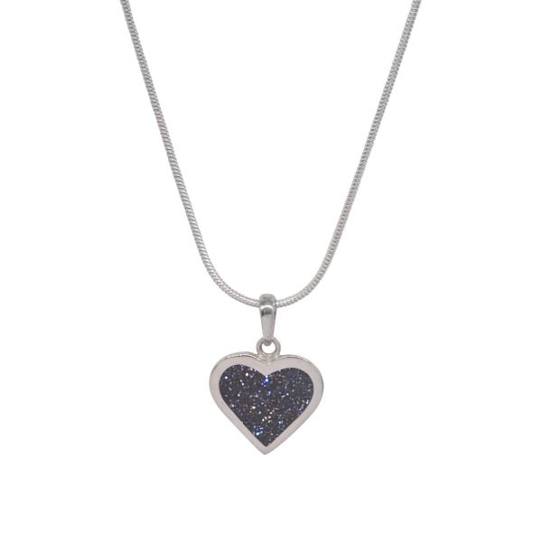 White Gold Blue Goldstone Heart Shaped Pendant