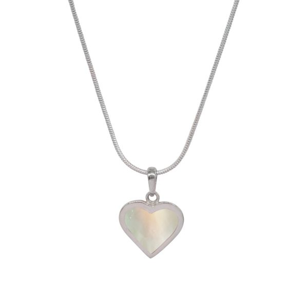 White Gold Mother of Pearl Heart Shaped Pendant