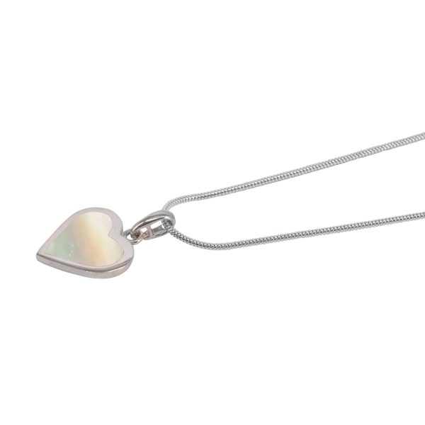 White Gold Mother of Pearl Heart Shaped Pendant