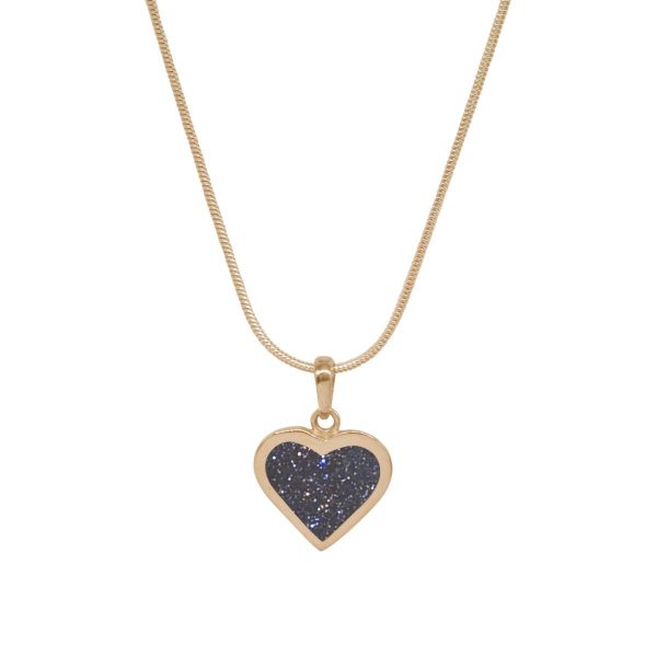 Yellow Gold Blue Goldstone Heart Shaped Pendant