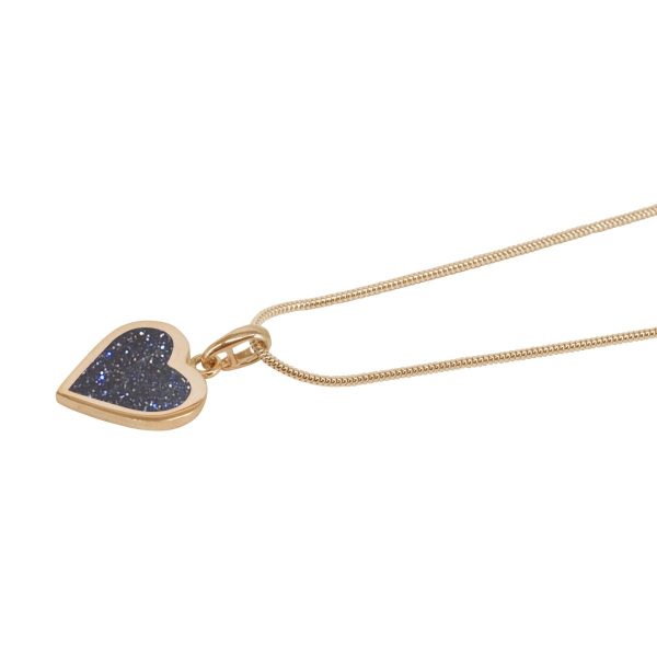 Yellow Gold Blue Goldstone Heart Shaped Pendant