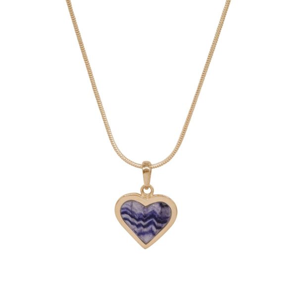 Yellow Gold Blue John Heart Shaped Pendant