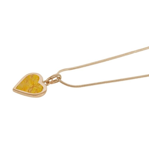 Yellow Gold Bumblebee Jasper Heart Shaped Pendant