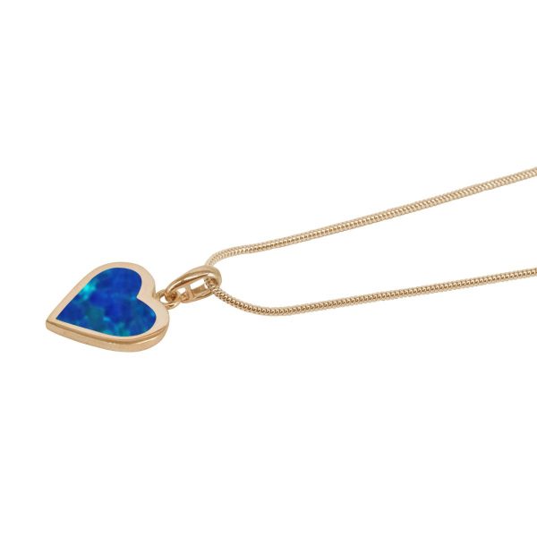 Yellow Gold Opalite Cobalt Blue Heart Shaped Pendant