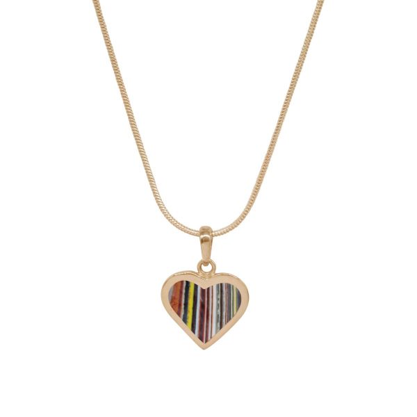 Yellow Gold Fordite Heart Shaped Pendant