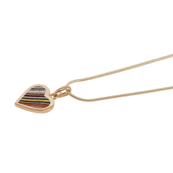 Yellow Gold Fordite Heart Shaped Pendant