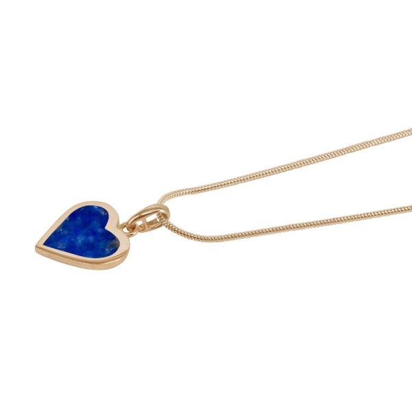 Yellow Gold Lapis Heart Shaped Pendant